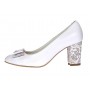 Pantofi dama eleganti din piele naturala box toc 7cm, Alb A41APF